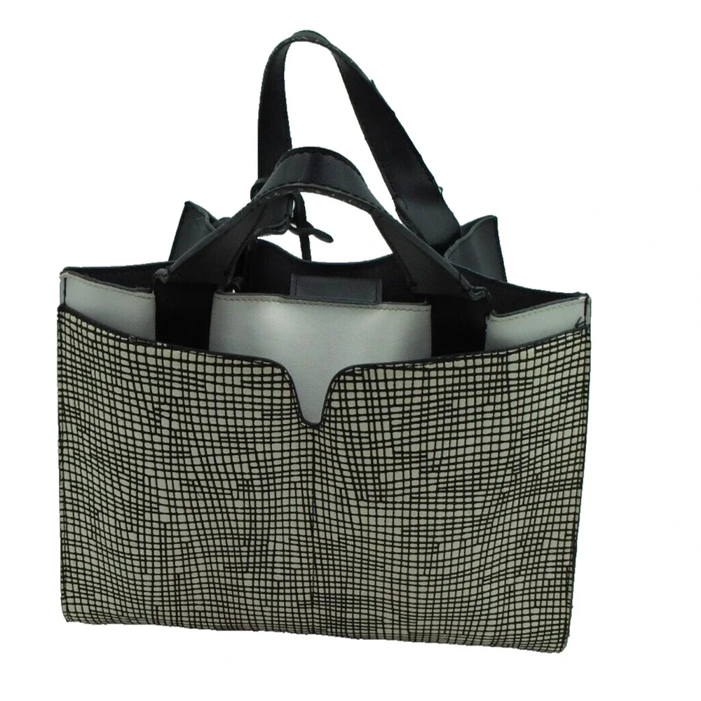 London Fog Faux‎ Leather Satchel Handbag - Black/ White for women